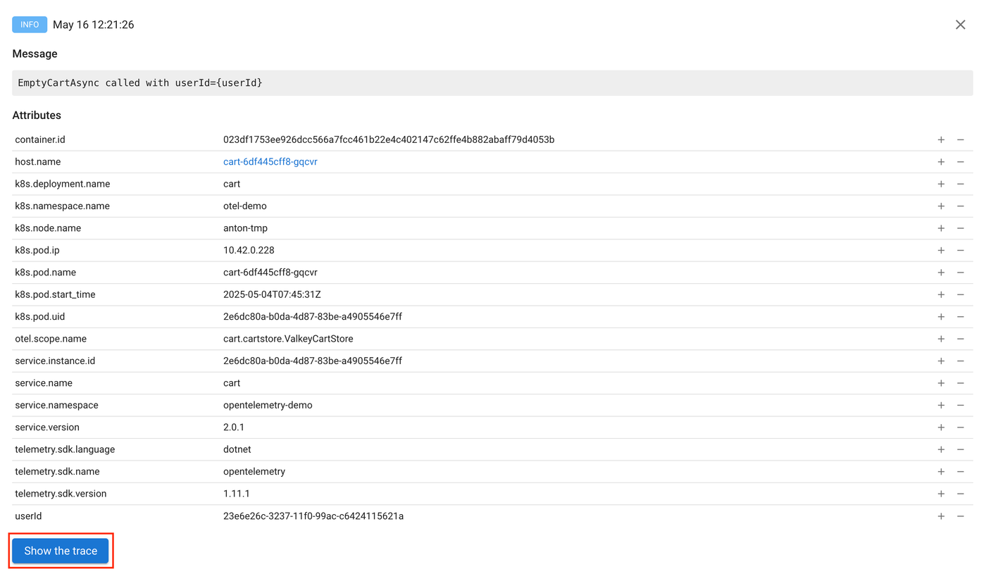 Trace-to-Log Correlation