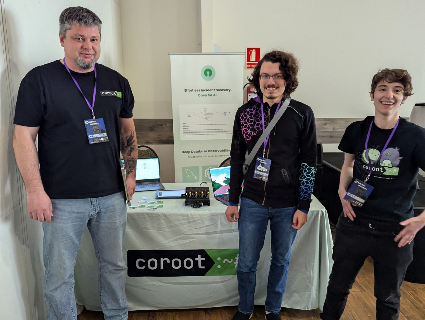 Coroot team at the Percona University booth