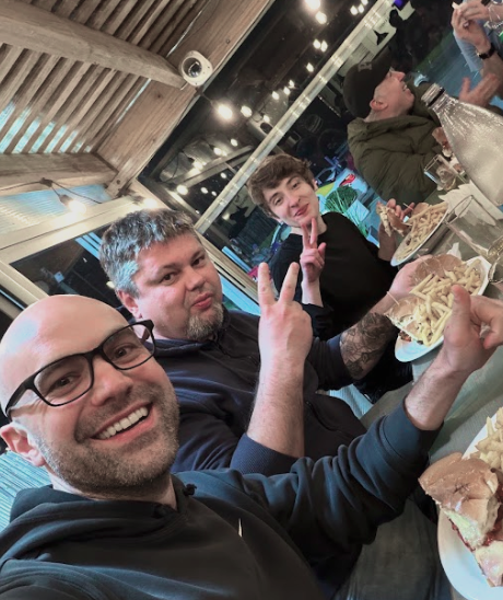 The Coroot team grabbing food together