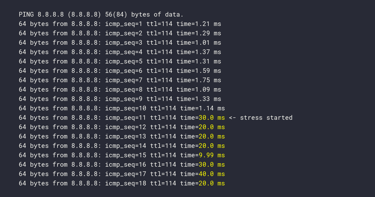linux ping round trip time